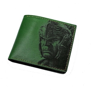 Portefeuille en cuir premium Hulk Warrior, cadeau portefeuille en cuir fait main Avengers pour lui/nouveau cadeau de Noël portefeuille en cuir/portefeuille pour hommes super-héros