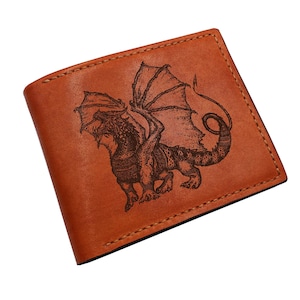 Cartera de cuero genuino con forma de dragón vikingo, regalo de cuero de vaca de primera calidad, regalo único de animal de fantasía hecho a mano, billetera de dragón personalizada para Navidad