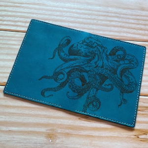 Titular del pasaporte pulpo, billetera de pasaporte de cuero, Viaje al mar, estuche de pasaporte personalizado, accesorios de viaje de Navidad regalo unisex