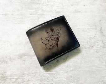 Rhino Leather Wallet Brown or Black Leather Safari Christmas
