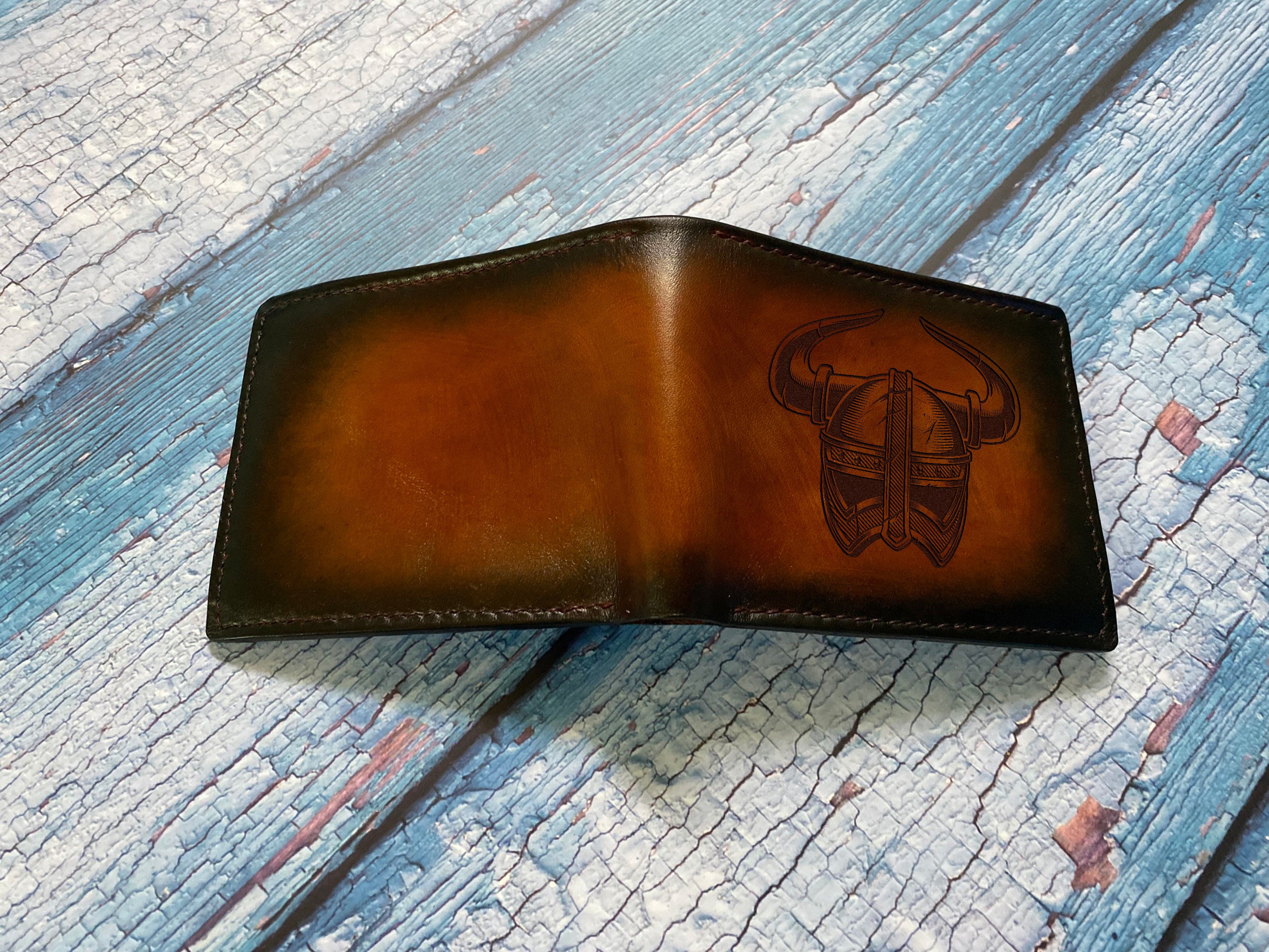 Customized Leather Handmade Wallet Celtic Viking Warrior -  Israel