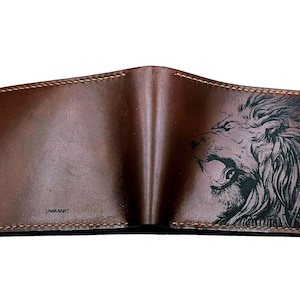 Floral Löwenkopf Premium Leder Brieftasche, Jagd Leder Brieftasche Geschenkidee, Weihnachten neue Leder Brieftasche, Wildleder Herren Brieftasche