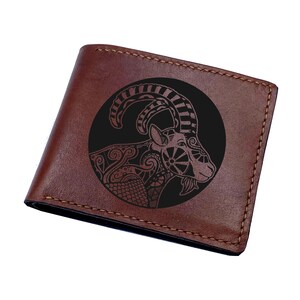 Portefeuille en cuir personnalisé horoscope, portefeuille homme en cuir astrologie haut de gamme, cadeau portefeuille signe astrologique, rappel d'amour de soi, nouveau portefeuille de Noël