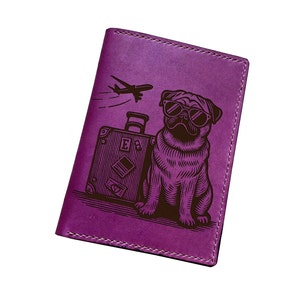 Niedliche Hundereise handgemachte Passbrieftasche, handgemachte personalisierte lederne Haustierpasshülle, Vatertagsreise mit Ihrem Haustierzusatzgeschenk