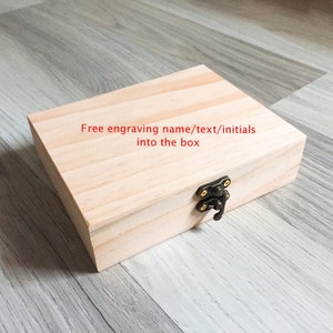 Kiefernholz-Box - Weihnachtsgeschenkbox-Wunsch mit personalisierter Namens-/Text-/Initialen-Gravur