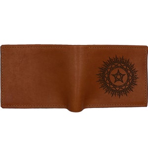 Pentagramm Stern Echtleder Brieftasche/Satan Symbol handgefertigte Leder Brieftasche Geschenk für ihn/Teufel Symbol/Custom Weihnachtsmagie Lederbrieftasche