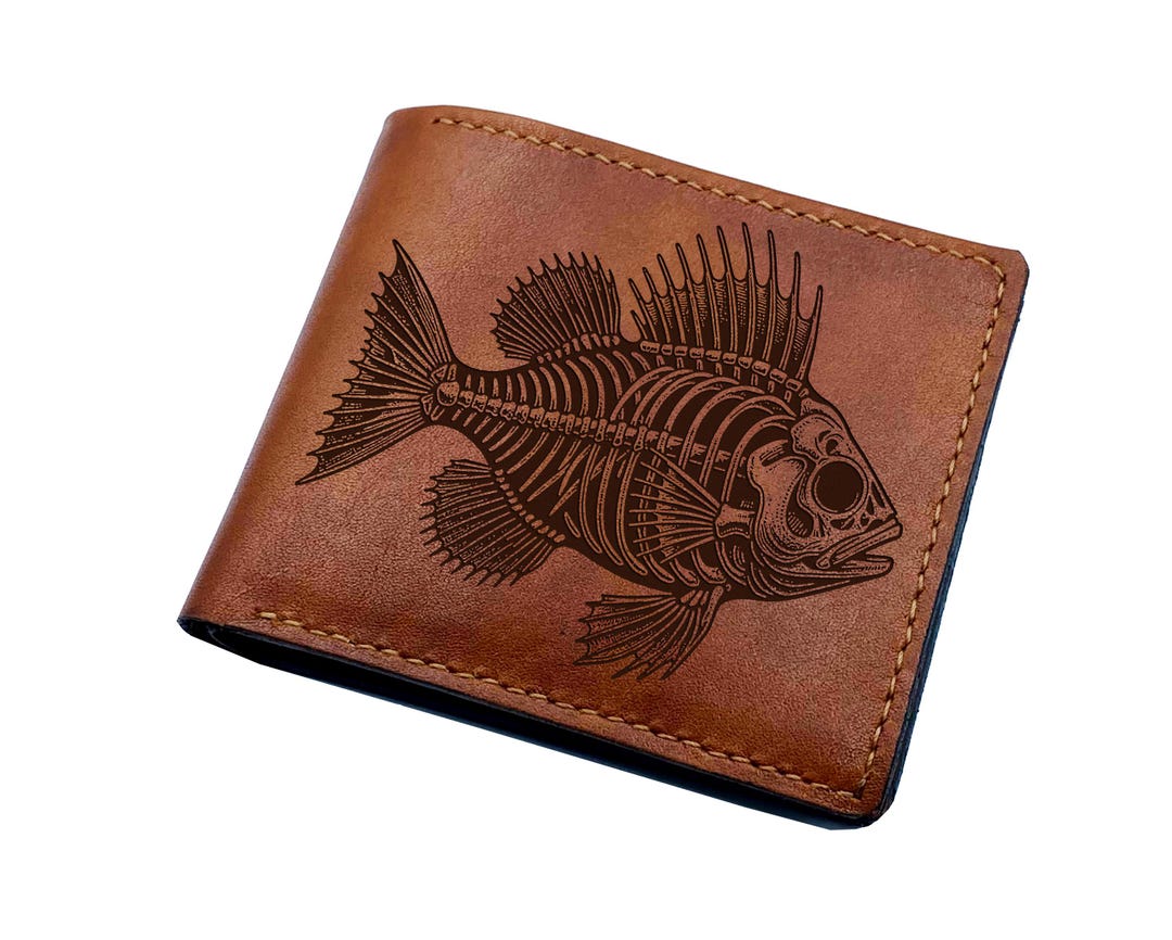 Fish Skeleton Leather Wallet: Handmade Cowhide Bifold - Etsy
