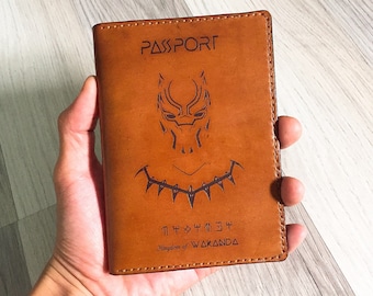 Capa para passaporte Pantera Negra, carteira para passaporte de super-herói, capa para passaporte Wakanda, inspiração do Rei T'Challa de Wakanda, presente de viagem de Natal