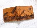 Mountain Compass Leather Wallet: Handmade, Custom Engraved Gift product logo