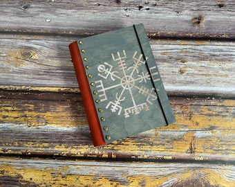 Wikinger Kompass Holztagebuch: Reisetagebuch mit Lederrücken