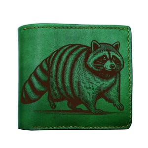 Niedliche Waschbär Premium Leder Geldbörse, Rocket Waschbär einzigartige Geldbörse, personalisierte Leder Geldbörse, Vatertag maßgeschneiderte Geldbörse Geschenkidee