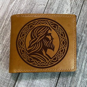 Cartera de cuero premium del Santo Cristo, cartera de cuero genuino con símbolo del cristianismo, cruz antigua personalizada, nueva idea de regalo para el Día del Padre.