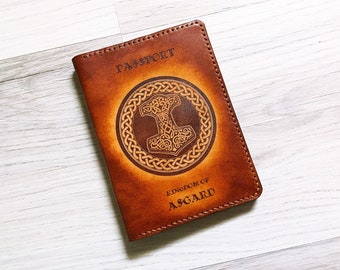 Asgard passport holder, Asgardian passport wallet, Thor Bifrost leather passport cover, Christmas gift, travel gift accessories