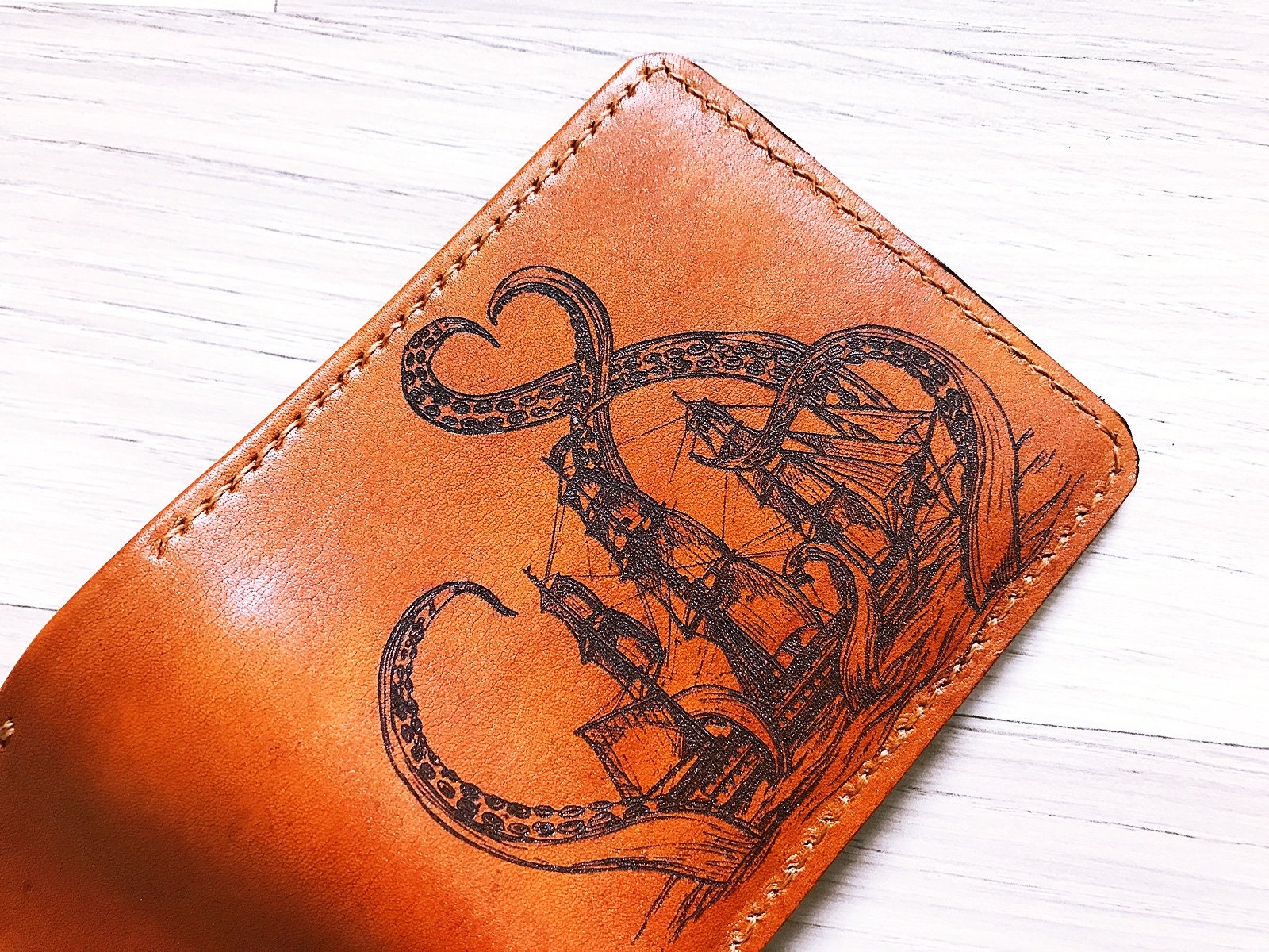 Kraken walletLeather handmade men walletChristmas Etsy