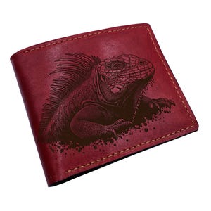 Portefeuille en cuir premium lézard, reptile du Jurassique du Trias, cadeau en cuir fait main pour la fête des pères, cadeau fossile, portefeuille à trois volets pour reptile pour animal de compagnie