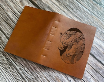 Roman horses art premium leather journal/Handmade unisex Notebook/Unique gift/Christmas racing horse leather journal gift, racing gift idea
