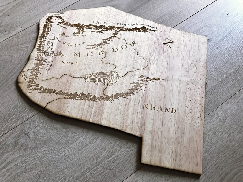 The Lord of the Rings wooden map wall decorLOTR MapMiddle Etsy