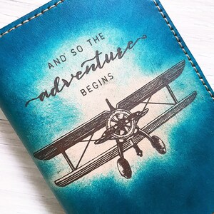 Adventure begins passport holder, Unisex leather passport wallet, Handmade leather passport cover, Personalized  Christmas Travel gift
