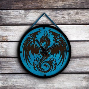Dragon Clock wall art home decor, Handmade leather dragon clock housewarming gift idea, Christmas unique gift for Dragon fan, kid room decor