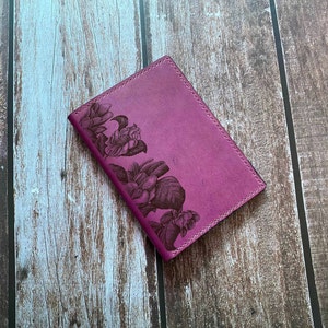 Edge Flowers arte cuero premium personalizado cartera de mujer / regalo de cartera feminista larga para ella / embrague de flores hecho a mano para ella / flor para mamá