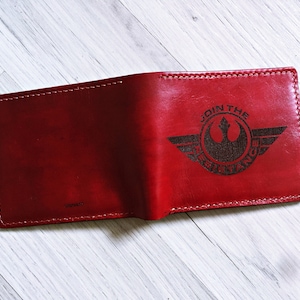 Portefeuille en cuir véritable avec logo Alliance Starbird Phoenix Rebel, cadeau personnalisé Star wars, idée cadeau portefeuille premium de Noël, portefeuille Star Wars