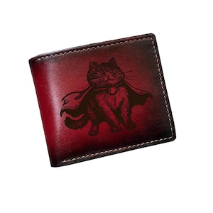 Super Katze Premium echt Leder Brieftasche, Superhelden Katze Boss Leder Brieftasche, Katze Unisex Leder Brieftasche, einzigartige Weihnachten Haustier lustige Brieftasche