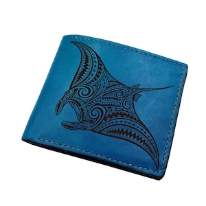 Polynesian Stingray Leather Wallet: Exotic Ocean Animal Handmade Wallet