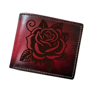 Cartera de cuero premium Rose Art, cartera de cuero genuino Love Expression, cartera de cuero personalizada con motivos florales, cartera de cuero hecha a mano para el Día de la Madre