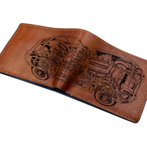 Cartera de cuero premium con diseño de Jaguar Etype recortado/cartera de aniversario para mecánicos/regalo de Navidad para él/regalo de Navidad asequible