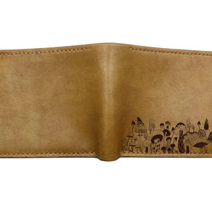 Bonita billetera de cuero premium con estampado de bosque de hongos, billetera personalizada, billetera de hongos personalizada para el Día del Padre, billetera de regalo para el Día de la Madre