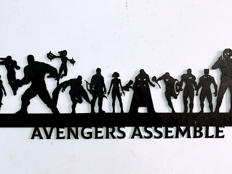 Avengers Wooden Wall Art Home Decor Superheroes Concept Wall Etsy