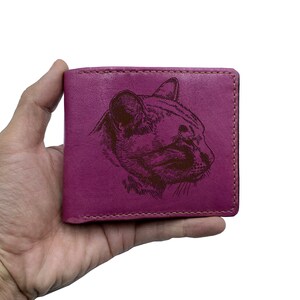 Cartera de cuero premium Grumpy Cat, cartera de cuero divertida Cat Boss como regalo para él, cartera de cuero de tres pliegues Cat, cartera para mascota hecha a mano para Navidad