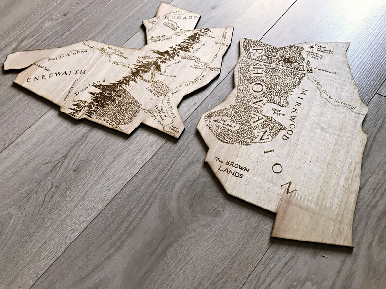 The Lord of the Rings wooden map wall decorLOTR MapMiddle Etsy