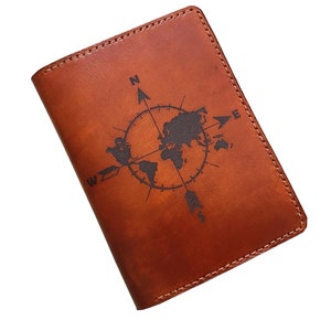 Vintage Compass passport holder,passport wallet,handmade leather passport cover,personalized passport case,travel gift accessories for her