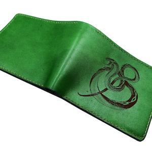 Cartera de piel auténtica de serpiente para hombre, cartera hecha a mano personalizada, cartera de piel de primera calidad con forma de reptil única, cartera navideña de piel de vaca para él