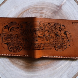 Ford Geldbörse mit Schnittmuster handgefertigte Leder Geldbörse / Geldbörse / Mechaniker Thema / Weihnachtsgeschenk für ihn / Geldbörse für ihn