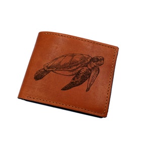 Cartera unisex de cuero genuino con forma de tortuga gigante, cartera única con forma de criatura marina, cartera personalizada para hombre, nueva cartera navideña para hombre, animal más antiguo del océano