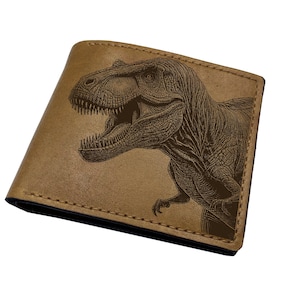 3D T-Rex Jurassic World Premium Brieftasche, Trex Kunstwerk handgefertigt Leder Geschenk, Männer Brieftasche, Geburtstagsgeschenk für Sohn, Weihnachten Dinosaurier Geschenkidee