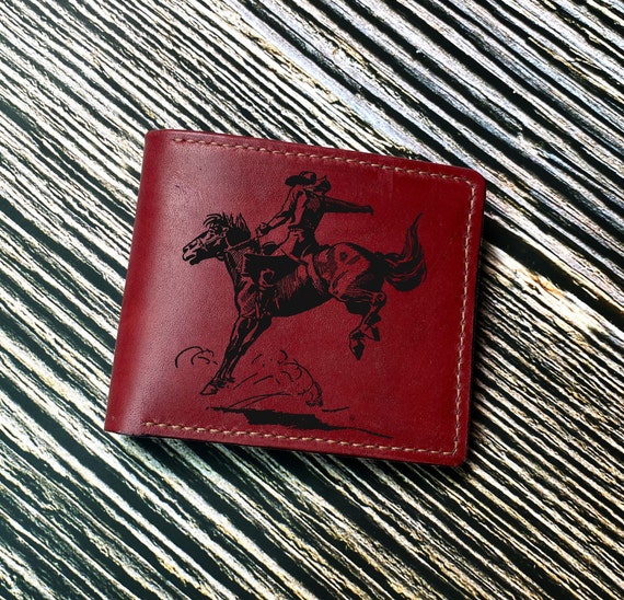 Handmade Leather Cowboy Wallet: Western Americana Gift