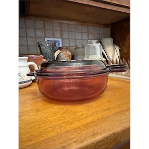 Vintage Corning Vision V-240-B w/ Lid P-240-C Casserole Dish with Lid- Cranberry