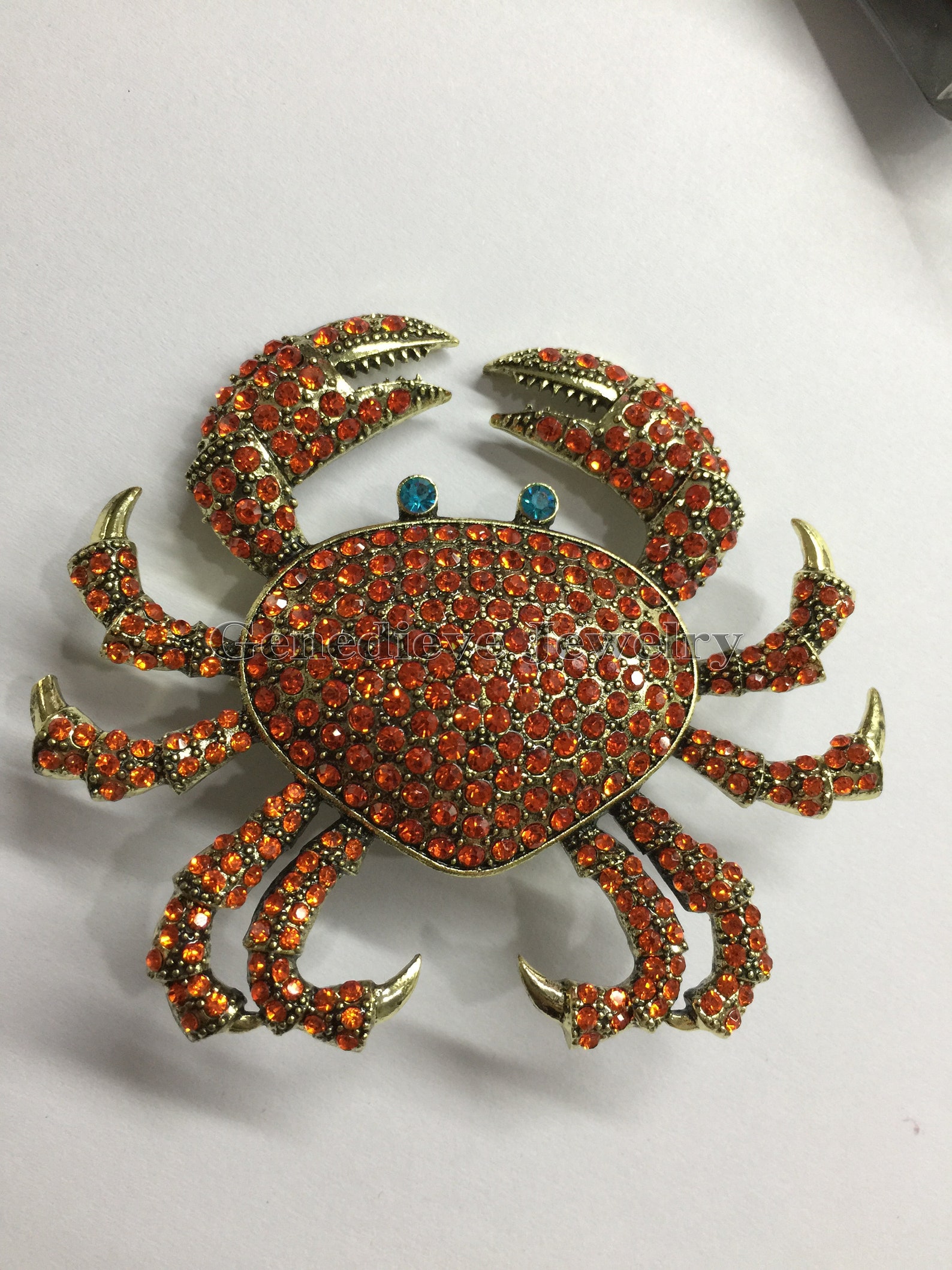 Crab Brooch Crystal Crab Anniversary Gift Brooch Etsy