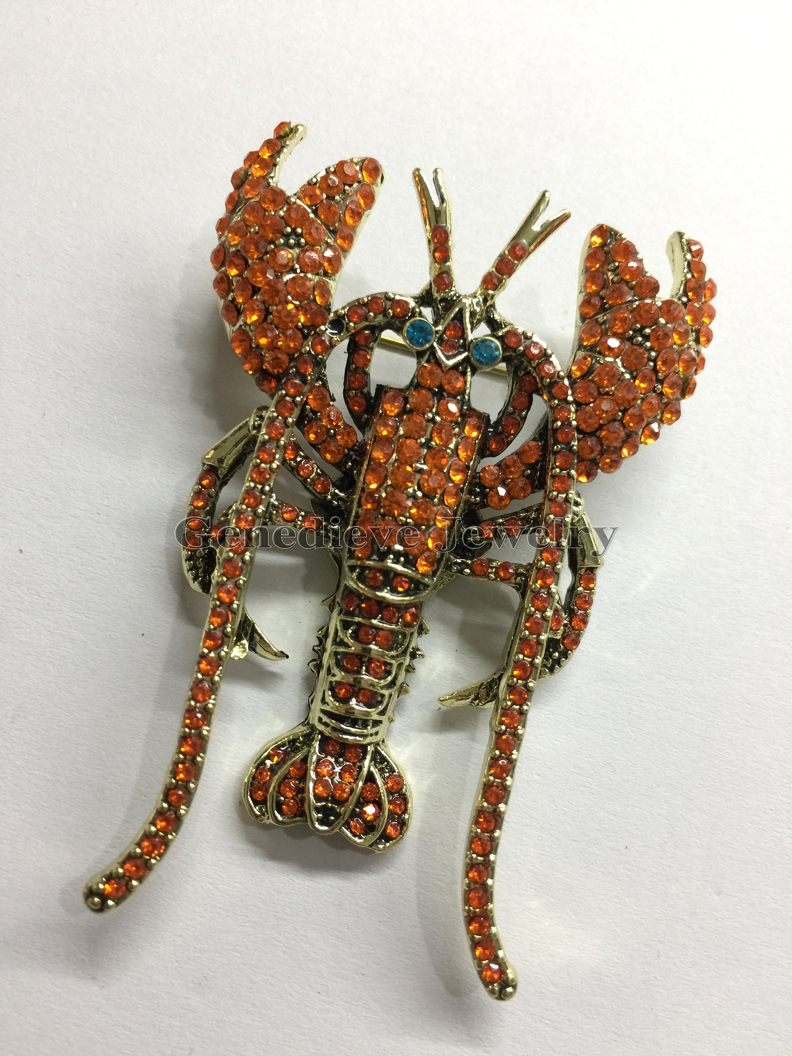 Lobster Brooch Crystal Lobster Anniversary Gift Brooch Etsy