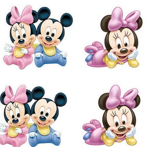 Baby Shower Printable Gender Reveal Mickey and Minnie Baby Cupcakes Toppers, Baby Mickey, Baby Minnie Cupcake Toppers ,Gender Reveal Digital