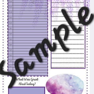 Purple Daily Planner Spreads Printable Customizable A5 Daily Planning ...