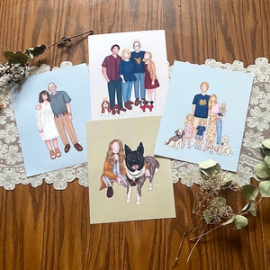 Custom Portrait Print Commission ~ Custom Family Portrait ~ Custom Couple Portrait ~ Personalized illustrated portrait ~ Pet Portrait