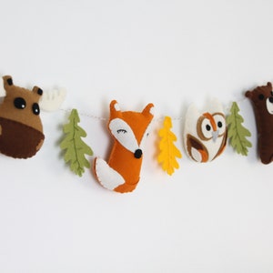 Woodland Animal Garland, Felt Bear, Fox, Moose, Owl, Nursery Decor