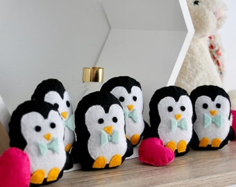 Guirnalda de pingüino de fieltro, Estandarte de animal de fieltro, Decoración de guardería de pingüinos