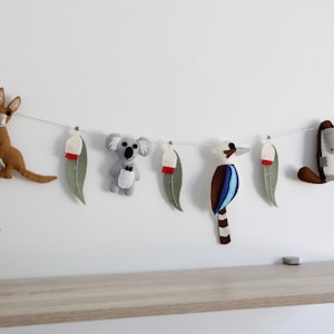 Australian Animals Garland, Felt Animals Nursery Banner, Kangaroo, Koala, Kookaburra, Platypus,