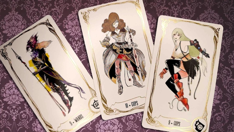 Final Fantasy tarot deck with art inspired by Yoshitaka Amano