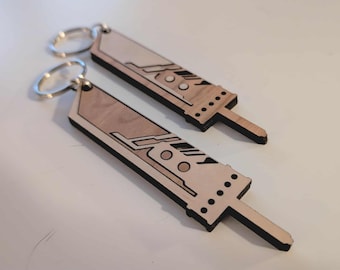 クラウド・ストライフのバスターソードキーホルダー【レーザーカットウッド】